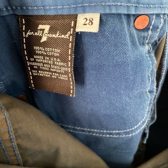 7 for all mankind Solid Blue Cotton Jean Style Pants Mens Size 28 Made in USA - Picture 6 of 8